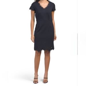 Elie Tahari Embroidered Cocktail Dress – Midi Length